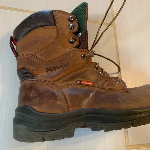 Red Wing Shoes Brown Poplar  Frontier Leather Work Steel Toe Boots 9.5 - Picture 12 of 14